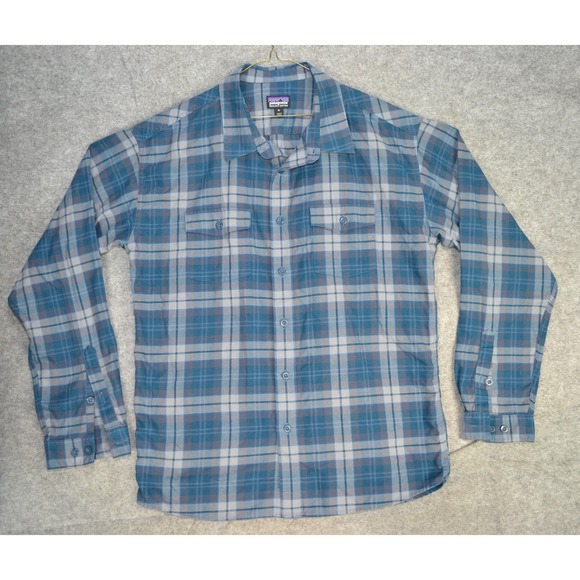 Patagonia Other - Patagonia Shirt Mens XL Blue Gray Plaid Organic Cotton Button Down Long‎ Sleeve